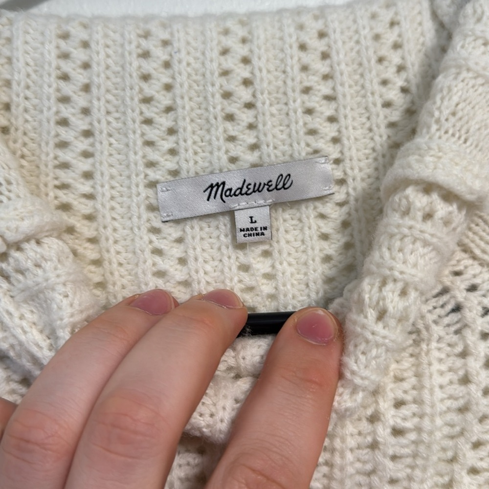 Madewell Pointelle-Stitch Mockneck Sweater in Heather Ivory - Picture 10 of 15